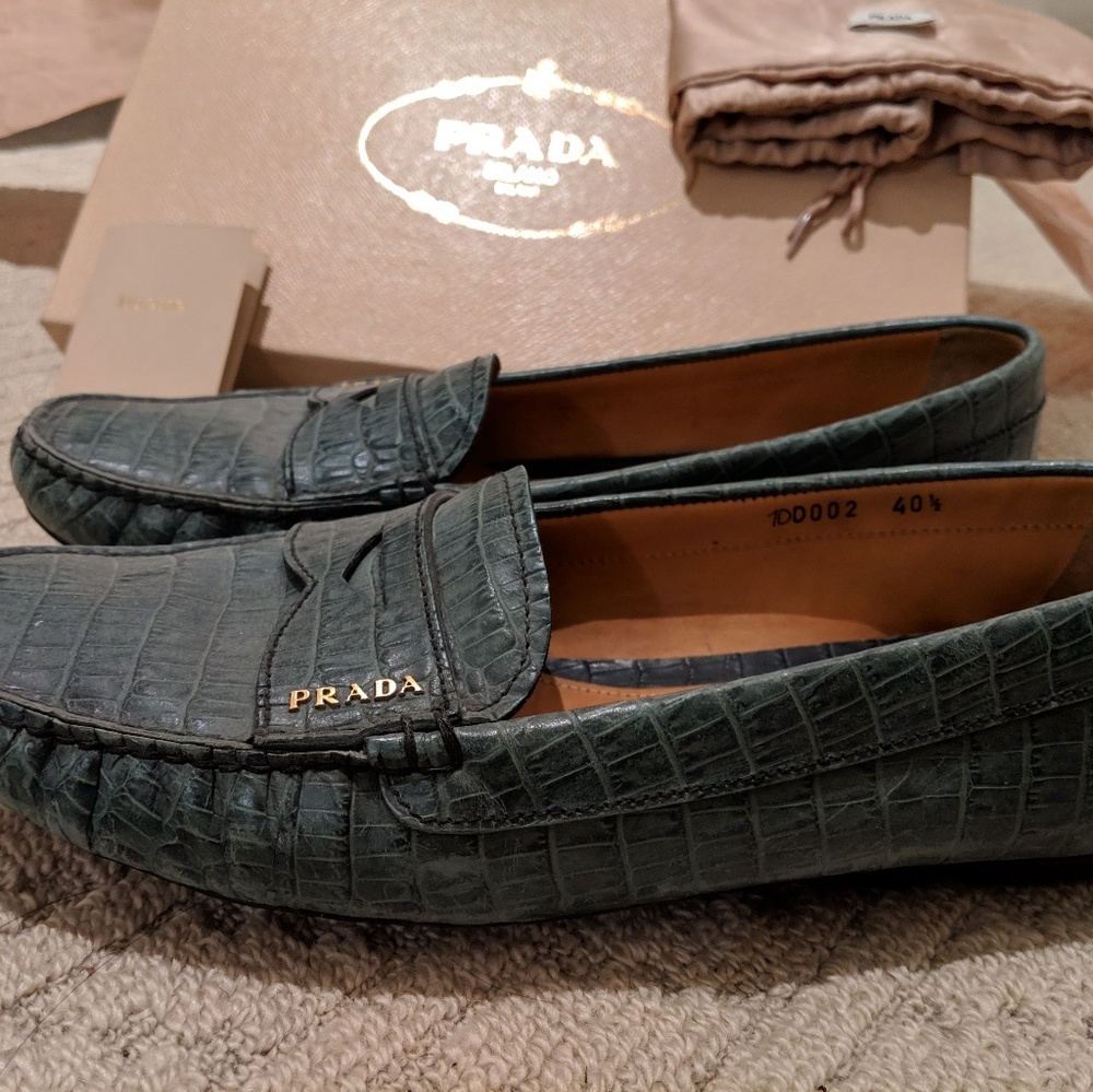Prada Crocodile Driving Shoes Loafers